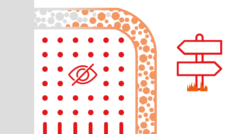 Grafik mit Bodenmarkierungen aus Punkten und Linien als Leitsystem auf einem Spielplatz