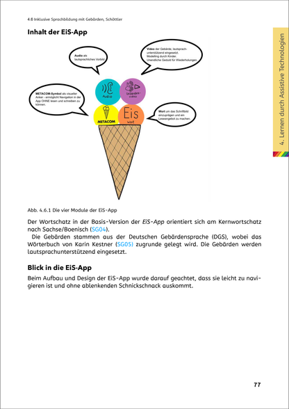 Eine Seite aus dem Buch "Diklusive Lernwelten" zum Inhalt der EiS-App.