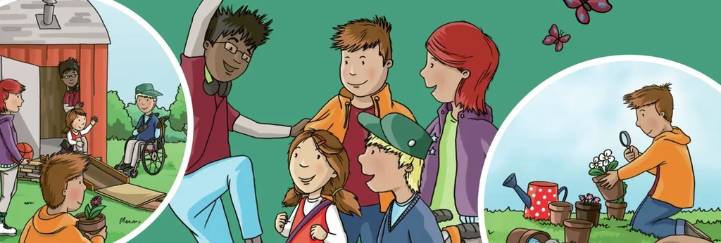 Deckblatt der Broschüre "Die Bunte Bande - Gemeinsam sind wir stark. Impulse für Inklusion im Unterricht und in der außerschulischen Arbeit"