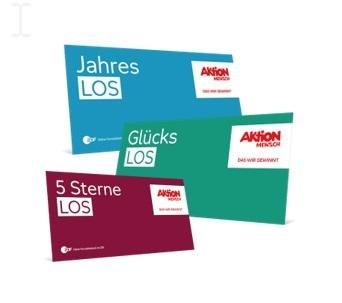 Eine Kollage der verschiedenen Los-Arten von der Aktion Mensch.