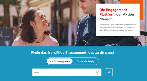 Screenshot der Startseite Engagement-Plattform